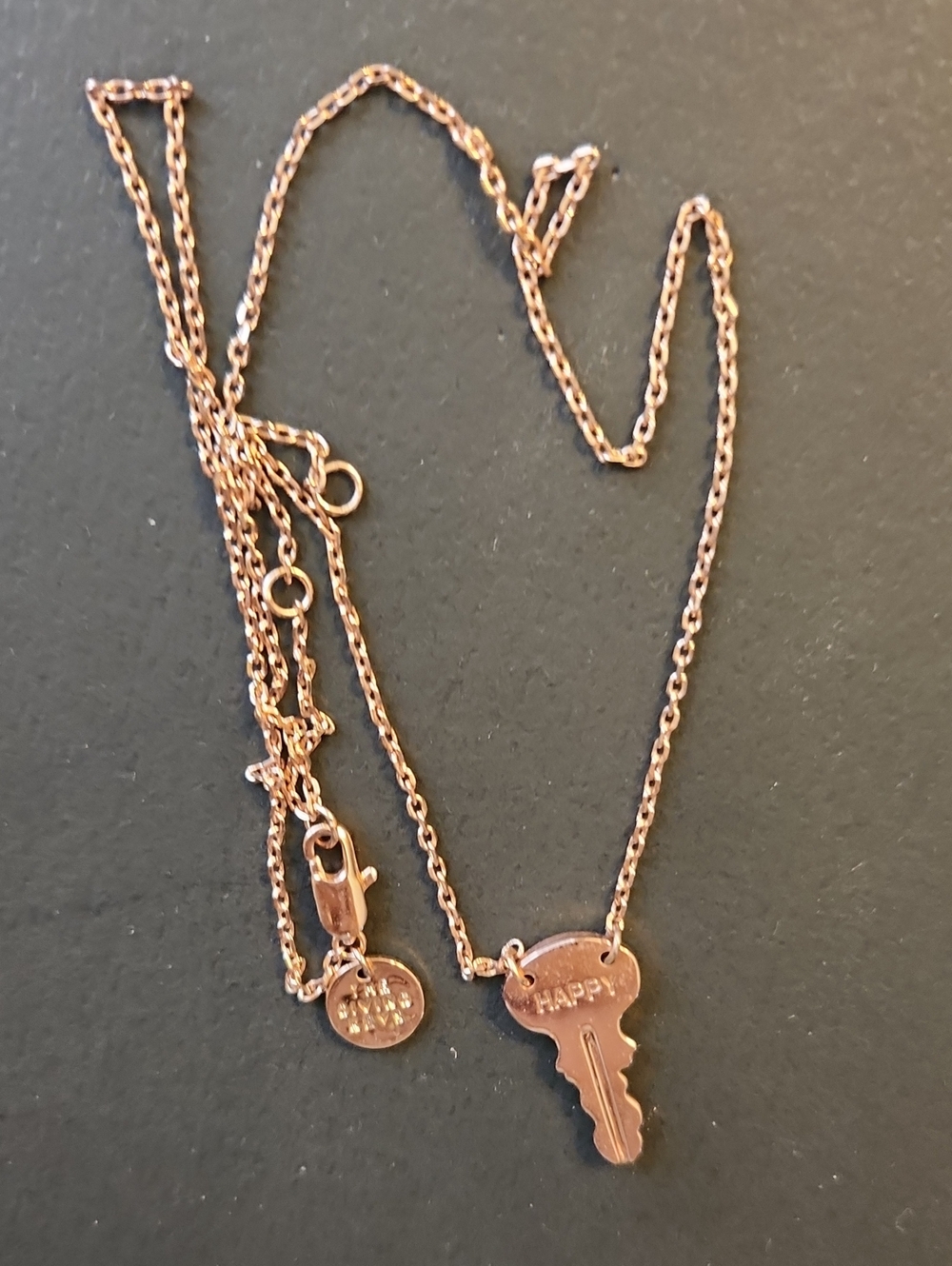 Rose Gold Adjustable Happy Key Necklace NWOT